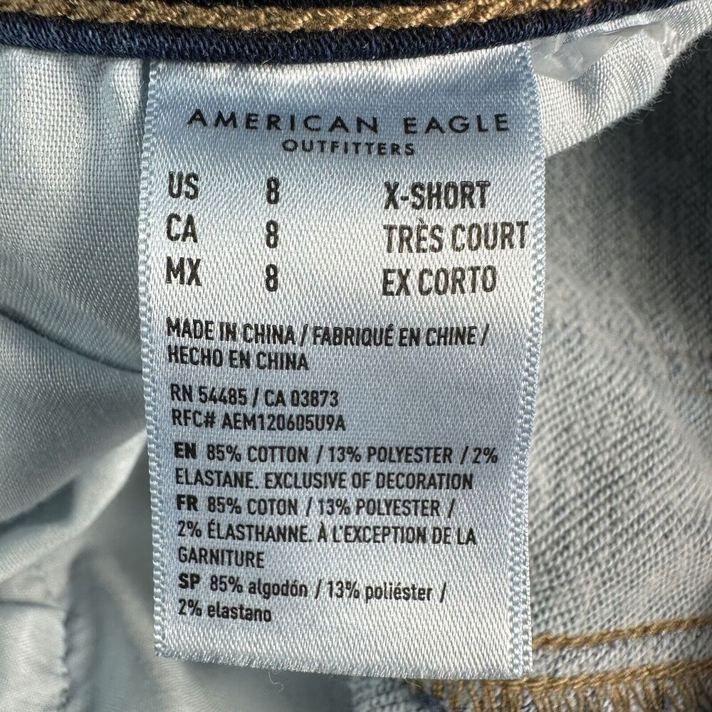 American Eagle HI RISE JEGGING Size 8 X Short Distressed Jeans Denim Pants 28x24 - Picture 14 of 14